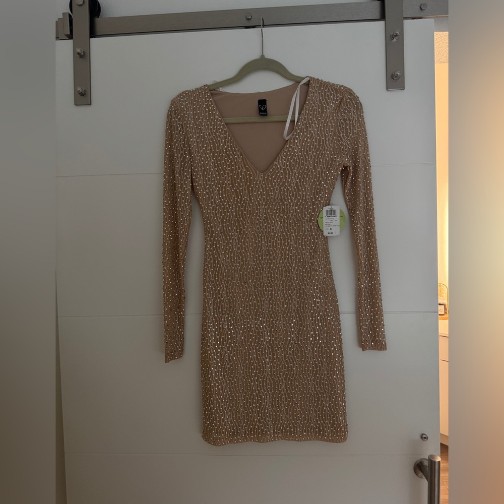 Windsor Sparkling Beige Long Sleeve Dress